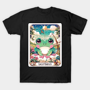 Sagittarius Zodiac Cottagecore Frog Tarot Card Birthday T-Shirt